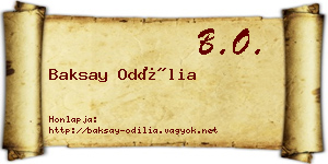 Baksay Odília névjegykártya